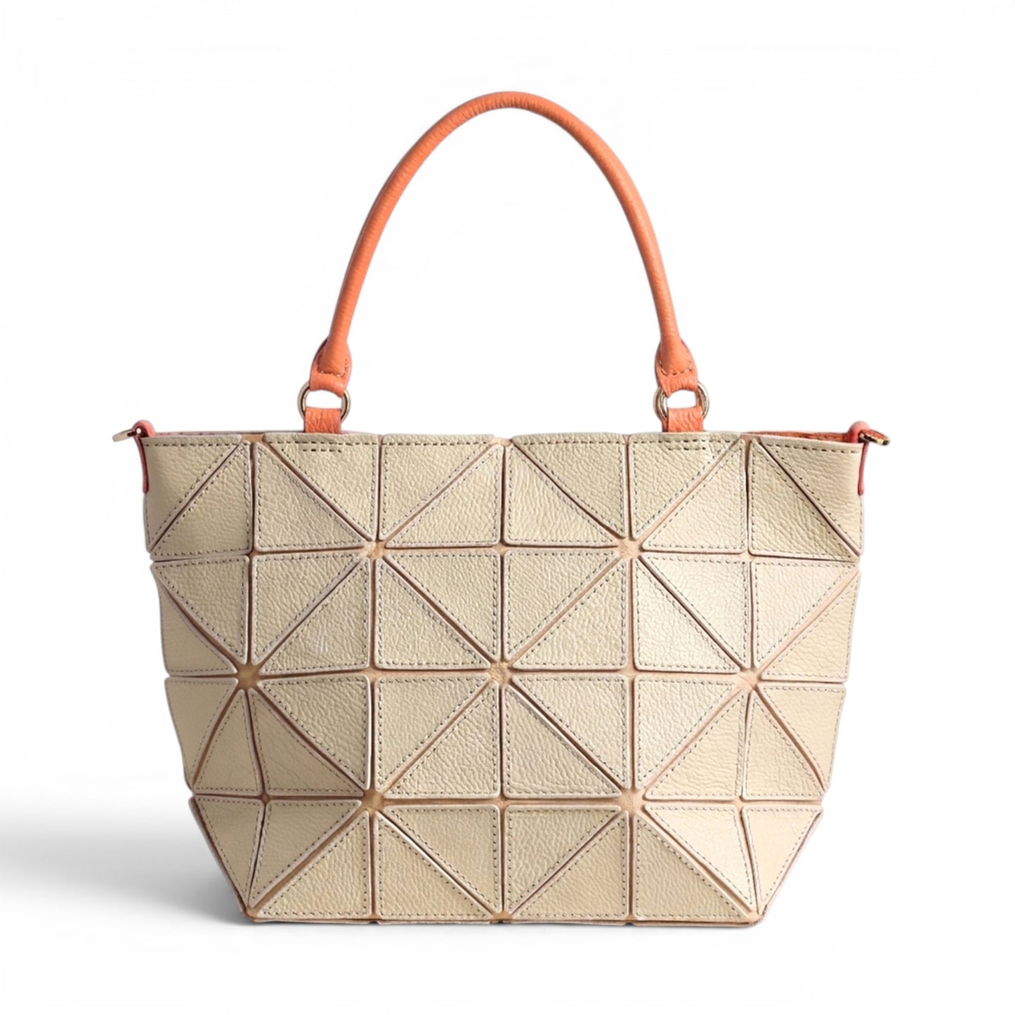 Cream leather handbag with patches