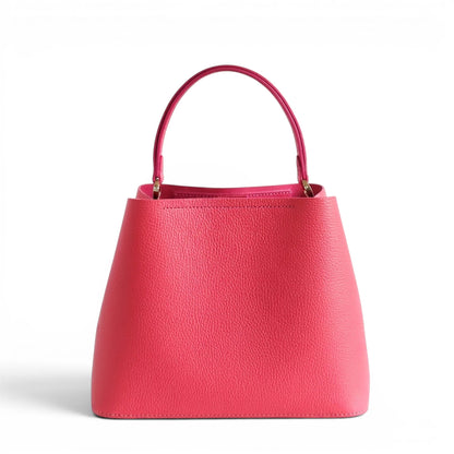 Coral leather handbag with a handle