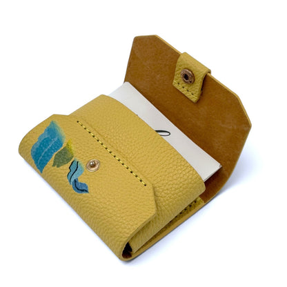 Yellow leather cardholder