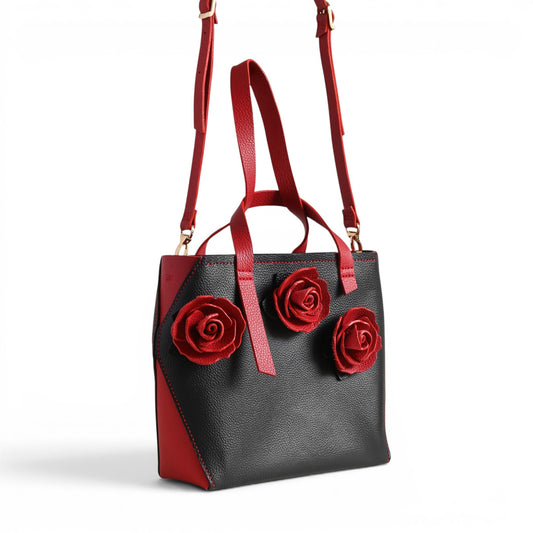 Reina Black/Red with Flowers