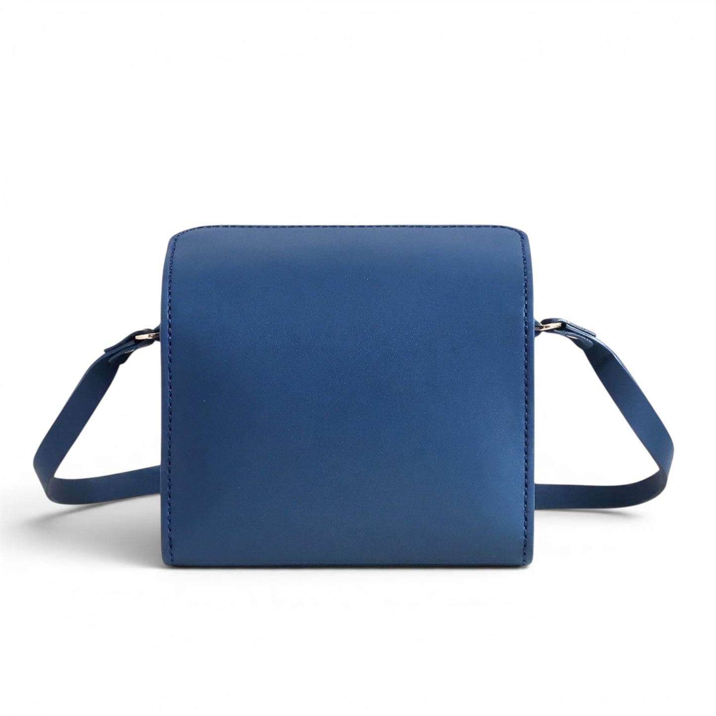 Blue leather crossbody bag with a strap 