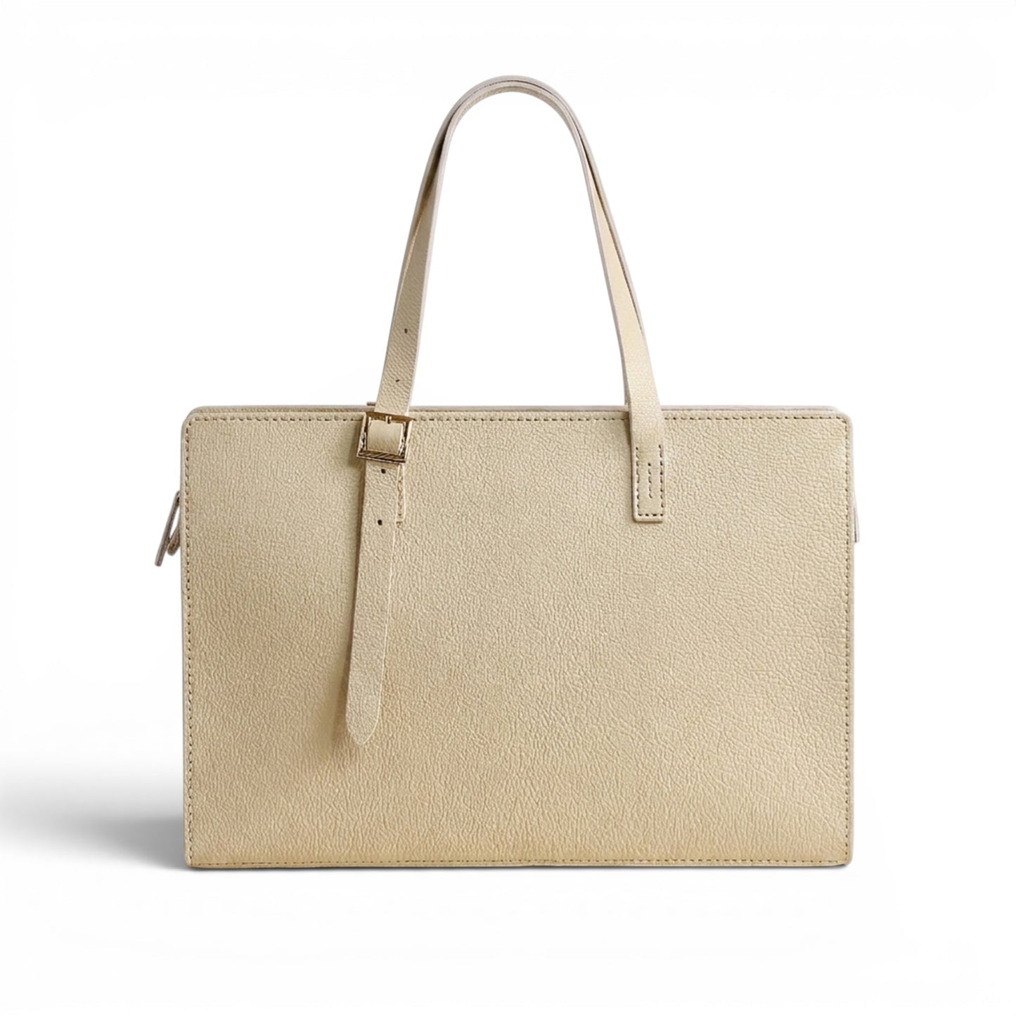 Cream Leather shoulder handbag with a Shoulder straps